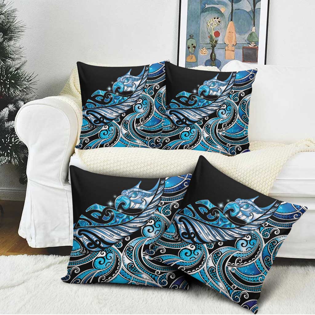 Maori Matariki - Manaia Pillow Cover Galaxy Blue Paua Shell LT7 - Polynesian Pride