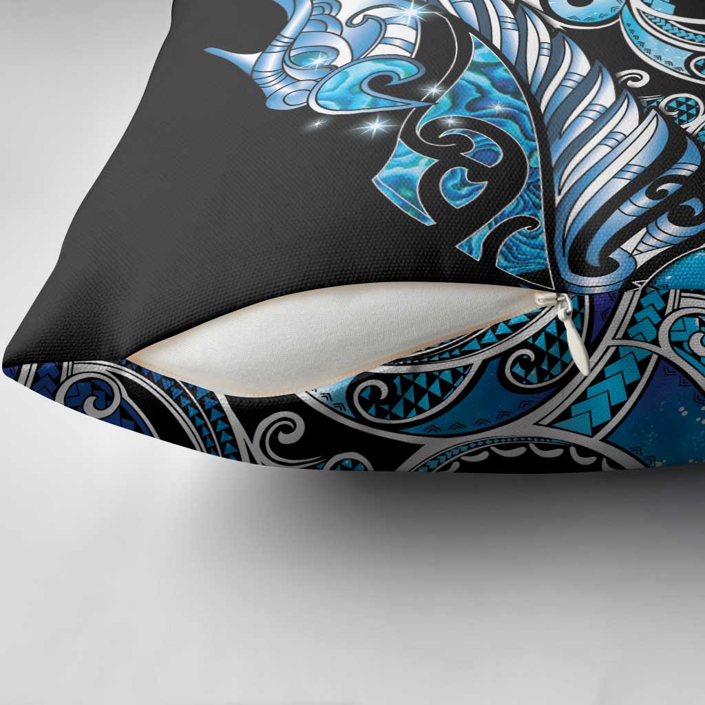 Maori Matariki - Manaia Pillow Cover Galaxy Blue Paua Shell LT7 - Polynesian Pride