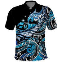 Maori Matariki - Manaia Polo Shirt Galaxy Blue Paua Shell LT7 Blue - Polynesian Pride
