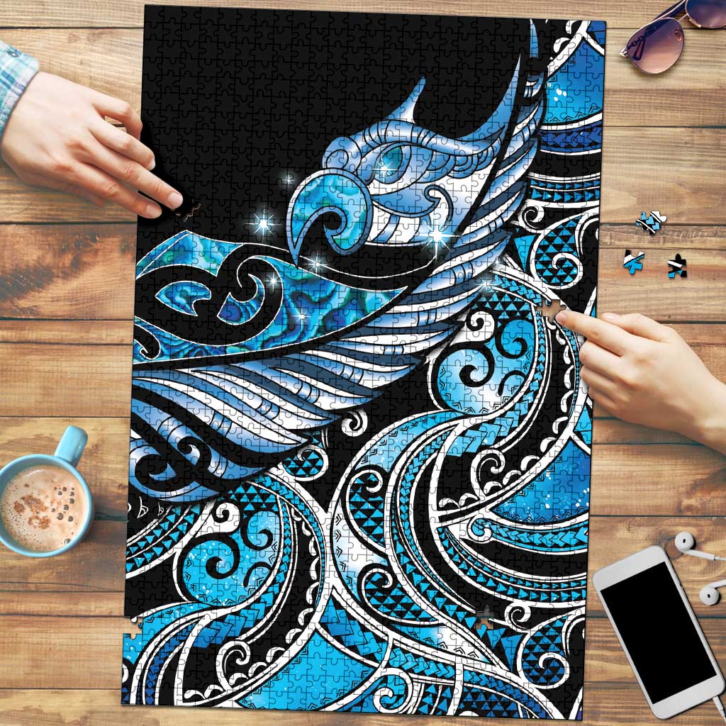 Maori Matariki - Manaia Puzzle Galaxy Blue Paua Shell LT7 Blue - Polynesian Pride