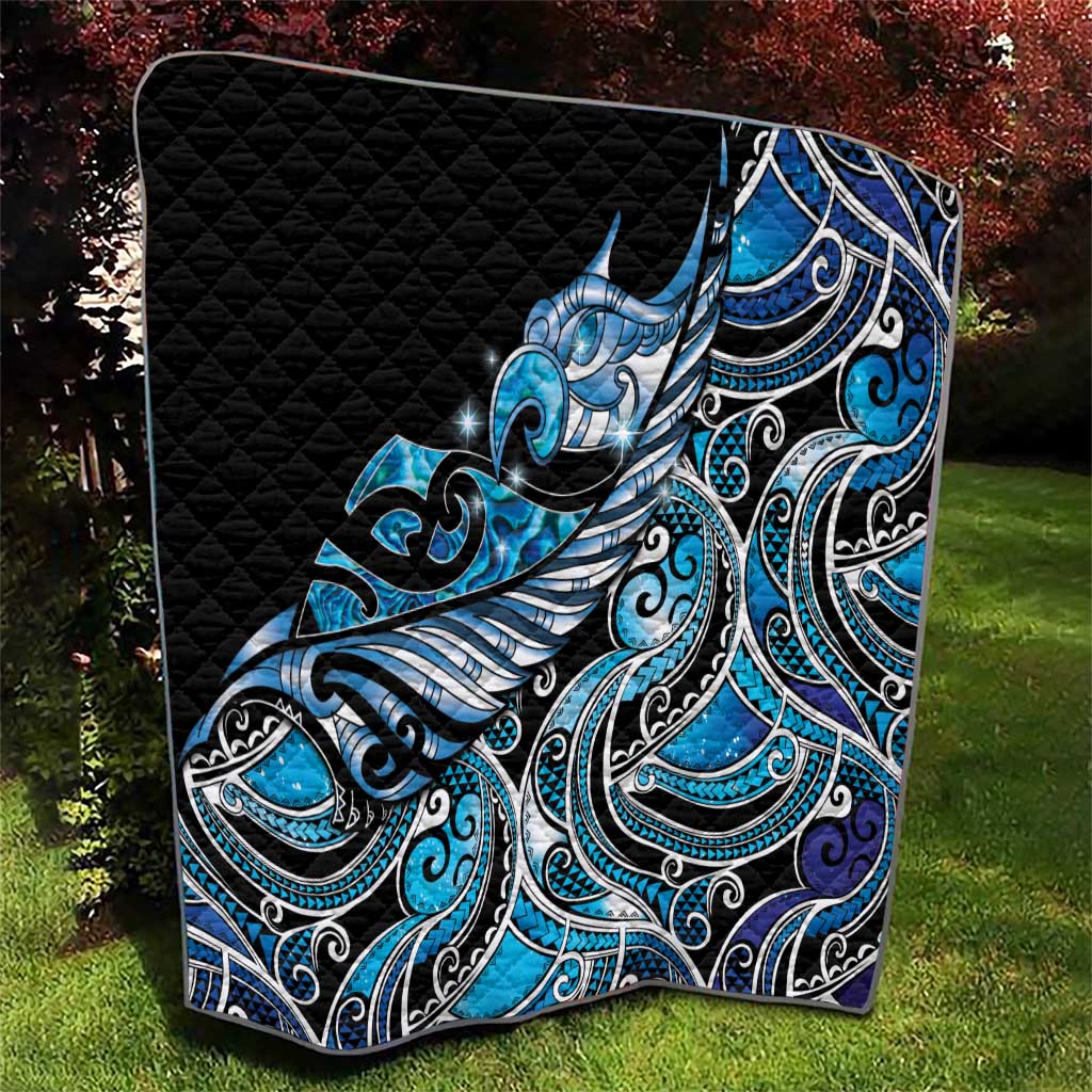 Maori Matariki - Manaia Quilt Galaxy Blue Paua Shell LT7 - Polynesian Pride