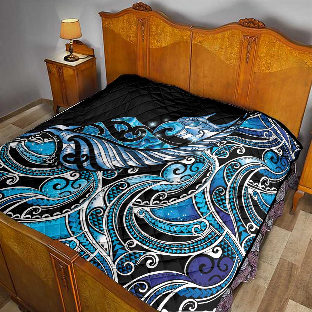 Maori Matariki - Manaia Quilt Galaxy Blue Paua Shell LT7 - Polynesian Pride