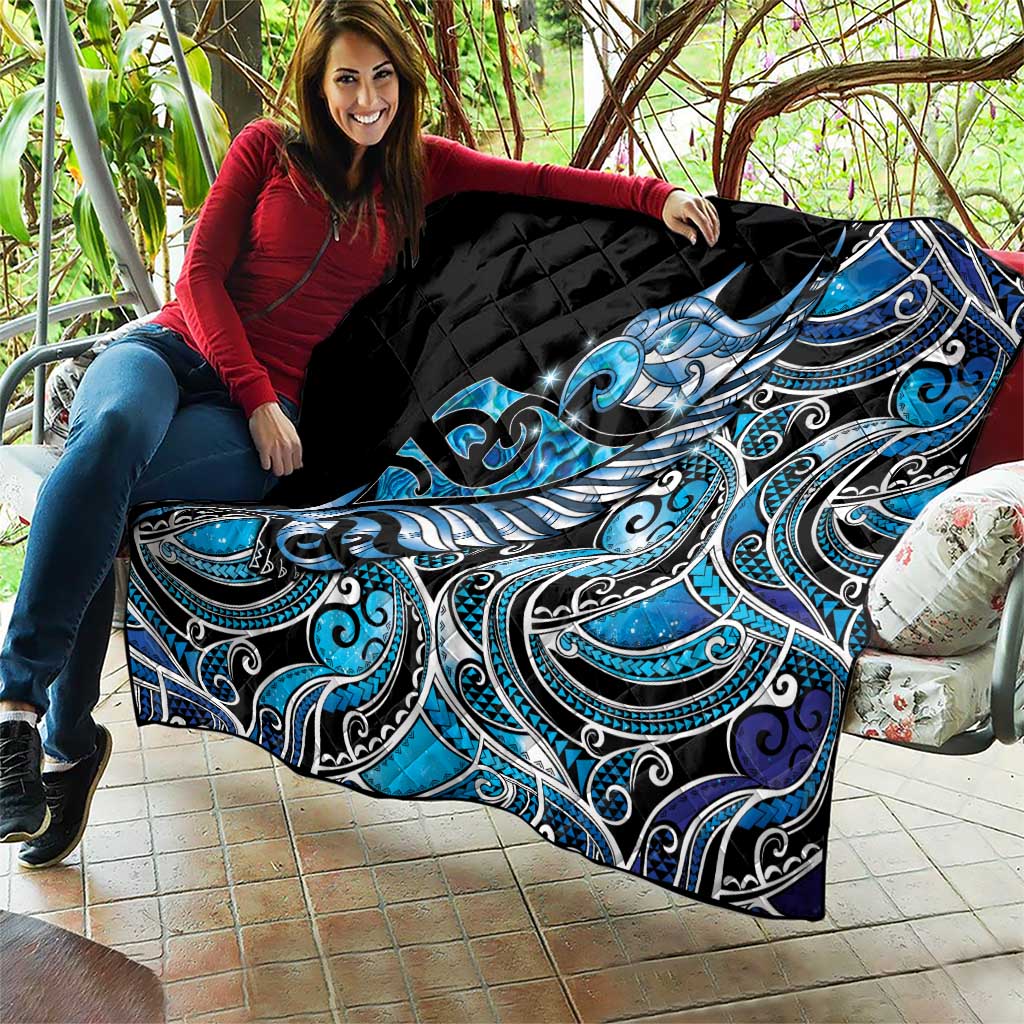 Maori Matariki - Manaia Quilt Galaxy Blue Paua Shell LT7 - Polynesian Pride