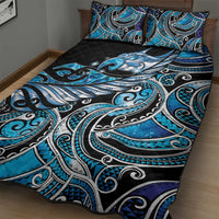 Maori Matariki - Manaia Quilt Bed Set Galaxy Blue Paua Shell LT7 - Polynesian Pride