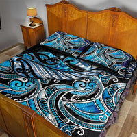Maori Matariki - Manaia Quilt Bed Set Galaxy Blue Paua Shell LT7 - Polynesian Pride