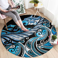 Maori Matariki - Manaia Round Carpet Galaxy Blue Paua Shell LT7 - Polynesian Pride