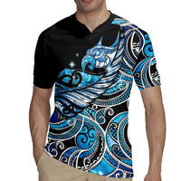 Maori Matariki - Manaia Rugby Jersey Galaxy Blue Paua Shell LT7 - Polynesian Pride