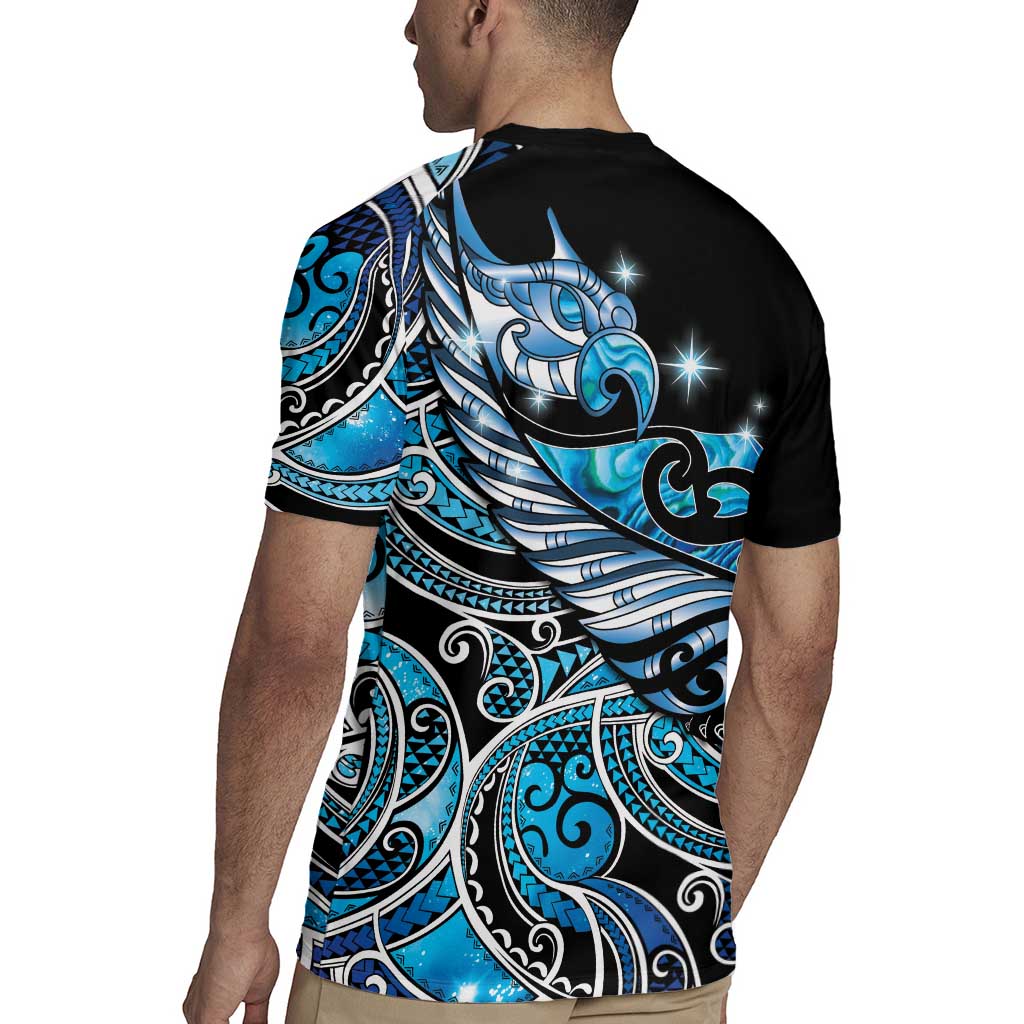 Maori Matariki - Manaia Rugby Jersey Galaxy Blue Paua Shell LT7 - Polynesian Pride