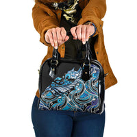 Maori Matariki - Manaia Shoulder Handbag Galaxy Blue Paua Shell