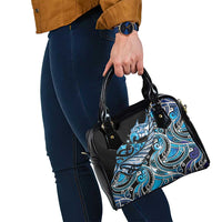 Maori Matariki - Manaia Shoulder Handbag Galaxy Blue Paua Shell