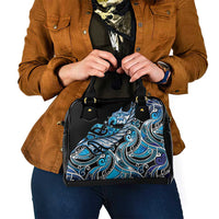 Maori Matariki - Manaia Shoulder Handbag Galaxy Blue Paua Shell