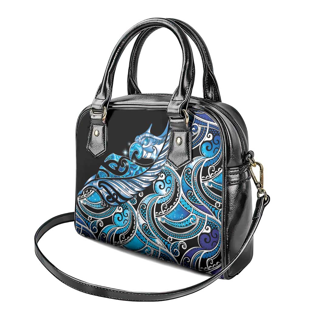 Maori Matariki - Manaia Shoulder Handbag Galaxy Blue Paua Shell