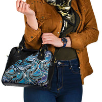 Maori Matariki - Manaia Shoulder Handbag Galaxy Blue Paua Shell