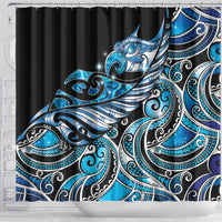 Maori Matariki - Manaia Shower Curtain Galaxy Blue Paua Shell LT7 - Polynesian Pride