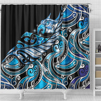 Maori Matariki - Manaia Shower Curtain Galaxy Blue Paua Shell LT7 - Polynesian Pride