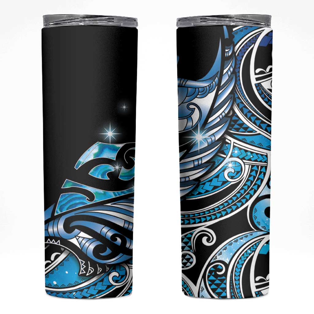 Maori Matariki - Manaia Skinny Tumbler Galaxy Blue Paua Shell