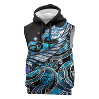 Maori Matariki - Manaia Sleeveless Hoodie Galaxy Blue Paua Shell LT7 Blue - Polynesian Pride