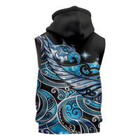 Maori Matariki - Manaia Sleeveless Hoodie Galaxy Blue Paua Shell LT7 - Polynesian Pride
