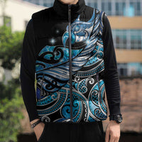 Maori Matariki - Manaia Sleeveless Puffer Jacket Galaxy Blue Paua Shell LT7 - Polynesian Pride