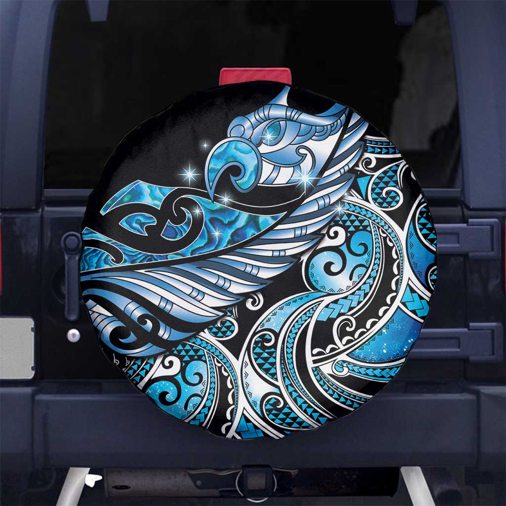Maori Matariki - Manaia Spare Tire Cover Galaxy Blue Paua Shell LT7 No hole Blue - Polynesian Pride