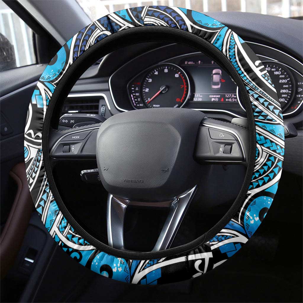 Maori Matariki - Manaia Steering Wheel Cover Galaxy Blue Paua Shell LT7 - Polynesian Pride