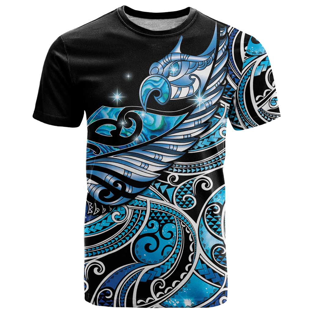 Maori Matariki - Manaia T Shirt Galaxy Blue Paua Shell LT7 Blue - Polynesian Pride