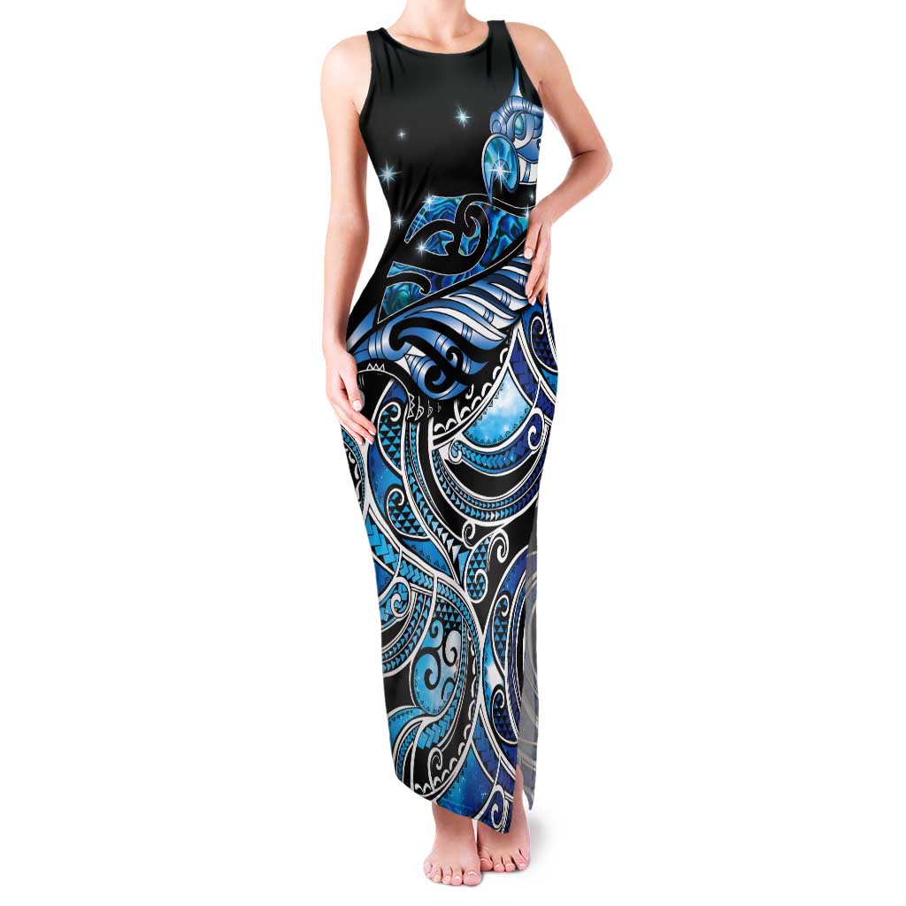 Maori Matariki - Manaia Tank Maxi Dress Galaxy Blue Paua Shell