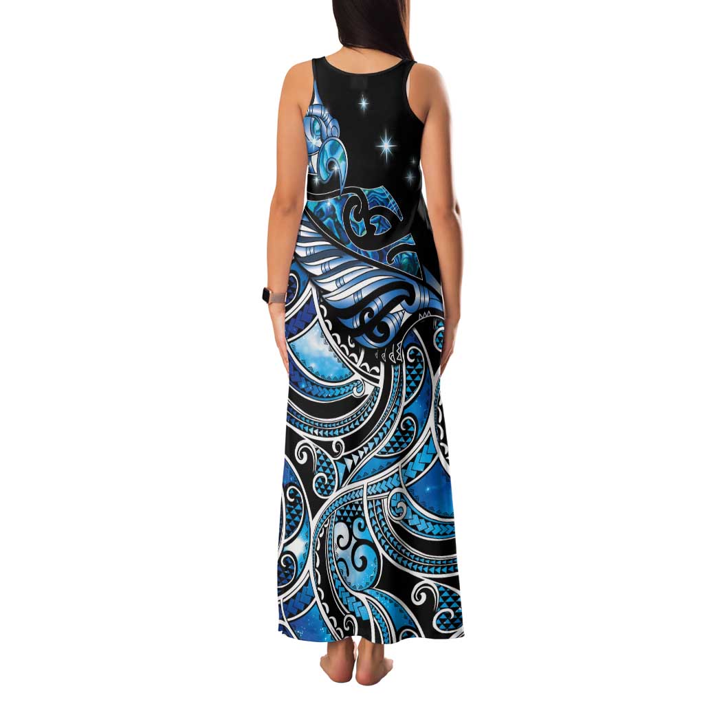 Maori Matariki - Manaia Tank Maxi Dress Galaxy Blue Paua Shell