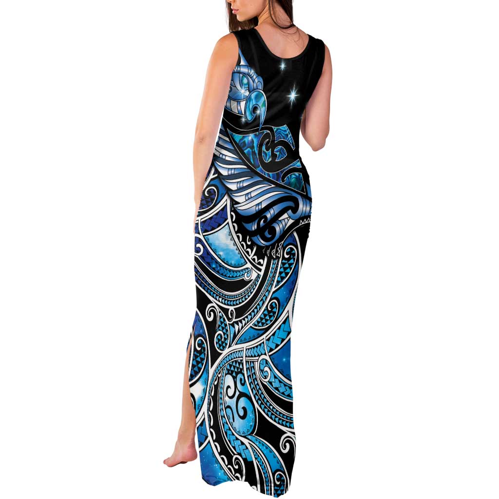 Maori Matariki - Manaia Tank Maxi Dress Galaxy Blue Paua Shell