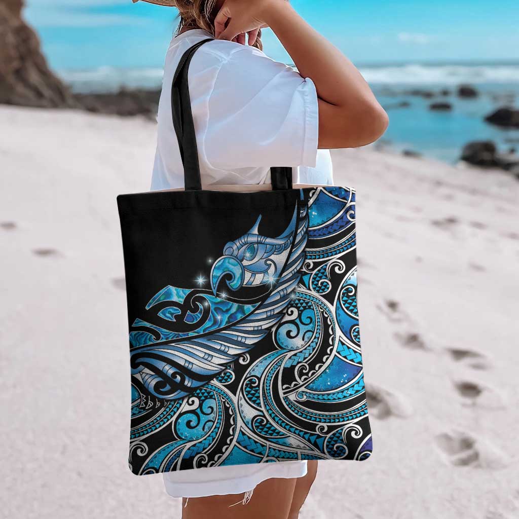 Maori Matariki - Manaia Tote Bag Galaxy Blue Paua Shell LT7 - Polynesian Pride