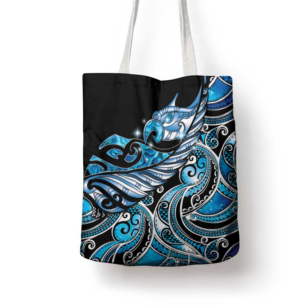 Maori Matariki - Manaia Tote Bag Galaxy Blue Paua Shell LT7 - Polynesian Pride