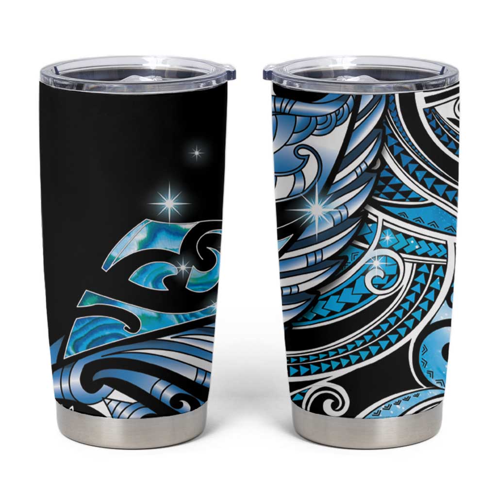Maori Matariki - Manaia Tumbler Cup Galaxy Blue Paua Shell LT7 Blue - Polynesian Pride