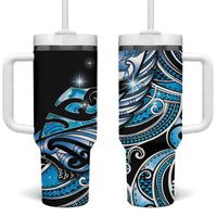 Maori Matariki - Manaia Tumbler With Handle Galaxy Blue Paua Shell LT7 One Size: 40 oz Blue - Polynesian Pride