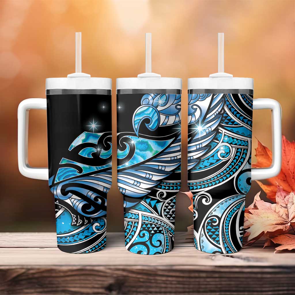 Maori Matariki - Manaia Tumbler With Handle Galaxy Blue Paua Shell LT7 - Polynesian Pride