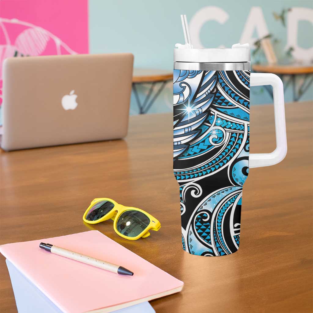Maori Matariki - Manaia Tumbler With Handle Galaxy Blue Paua Shell LT7 - Polynesian Pride