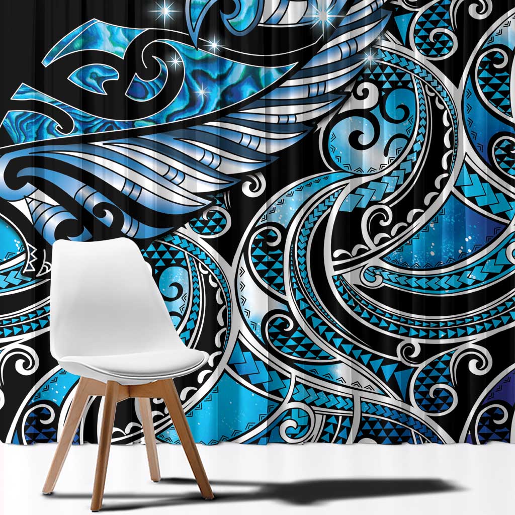 Maori Matariki - Manaia Window Curtain Galaxy Blue Paua Shell LT7 - Polynesian Pride