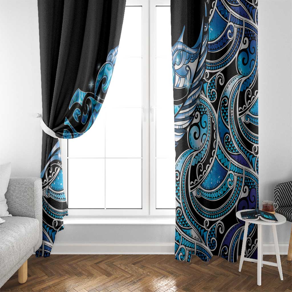 Maori Matariki - Manaia Window Curtain Galaxy Blue Paua Shell LT7 - Polynesian Pride