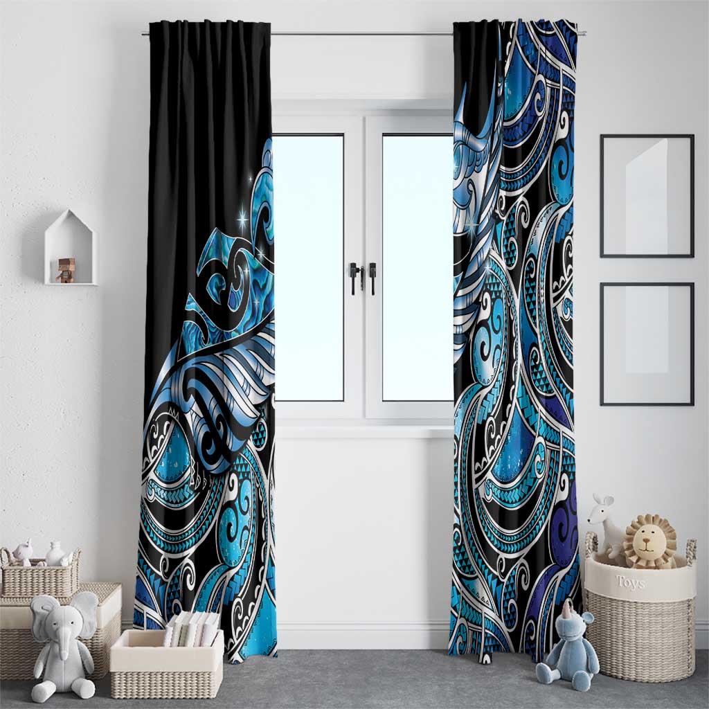 Maori Matariki - Manaia Window Curtain Galaxy Blue Paua Shell LT7 - Polynesian Pride