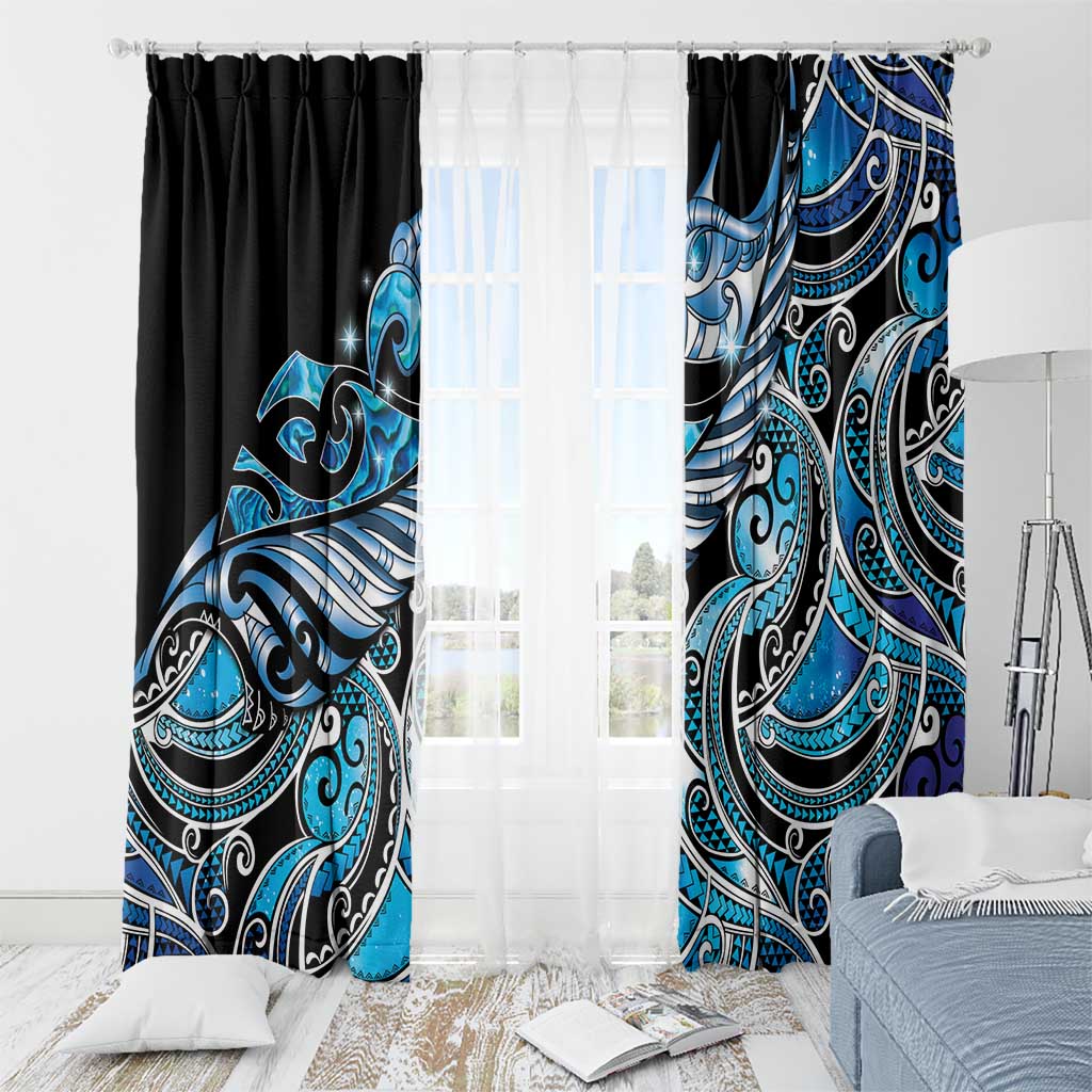 Maori Matariki - Manaia Window Curtain Galaxy Blue Paua Shell LT7 - Polynesian Pride