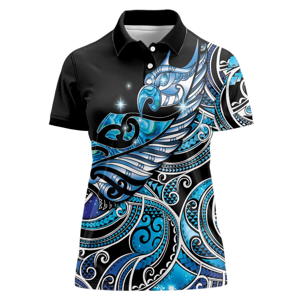 Maori Matariki - Manaia Women Polo Shirt Galaxy Blue Paua Shell LT7 Female Blue - Polynesian Pride