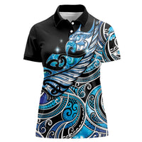 Maori Matariki - Manaia Women Polo Shirt Galaxy Blue Paua Shell LT7 Female Blue - Polynesian Pride