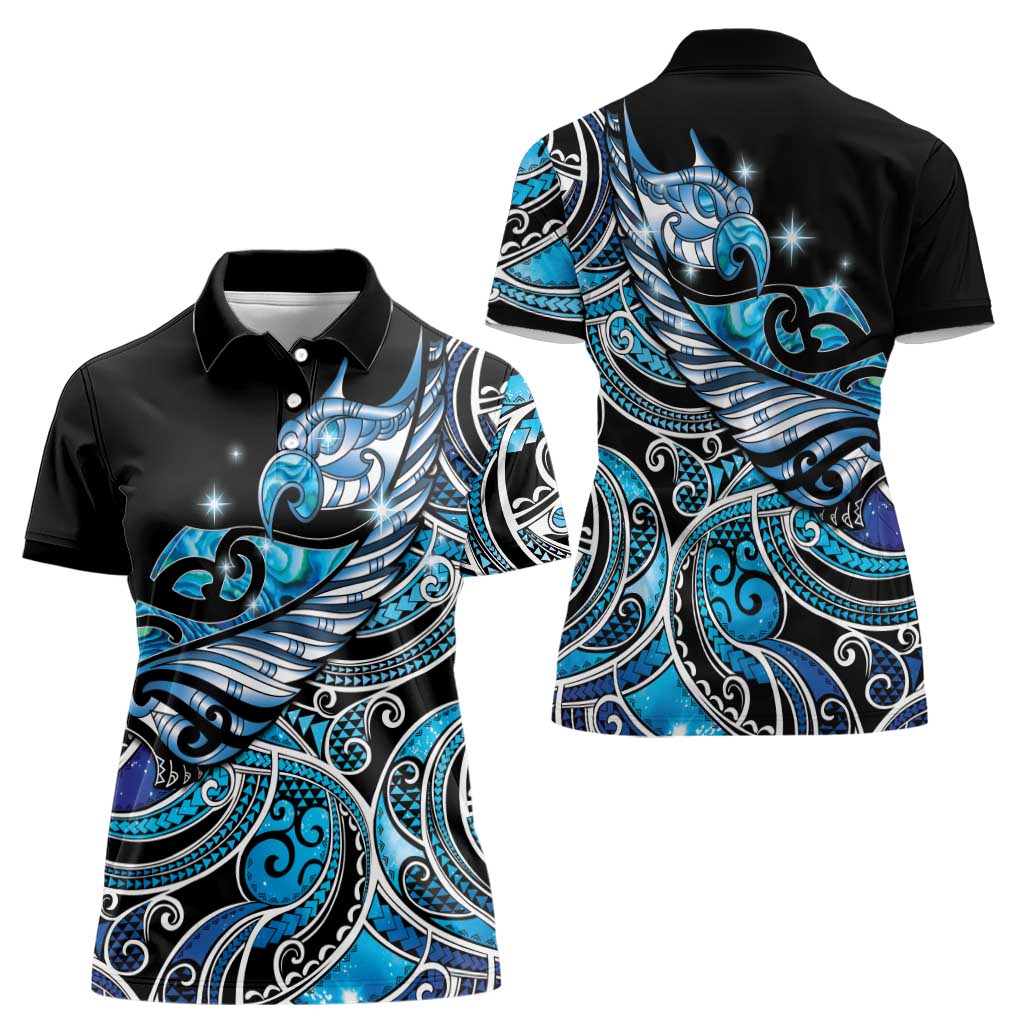 Maori Matariki - Manaia Women Polo Shirt Galaxy Blue Paua Shell LT7 - Polynesian Pride
