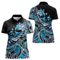 Maori Matariki - Manaia Women Polo Shirt Galaxy Blue Paua Shell LT7 - Polynesian Pride