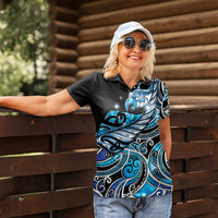 Maori Matariki - Manaia Women Polo Shirt Galaxy Blue Paua Shell LT7 - Polynesian Pride