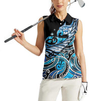 Maori Matariki - Manaia Women Sleeveless Polo Shirt Galaxy Blue Paua Shell LT7 - Polynesian Pride