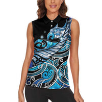Maori Matariki - Manaia Women Sleeveless Polo Shirt Galaxy Blue Paua Shell LT7 - Polynesian Pride