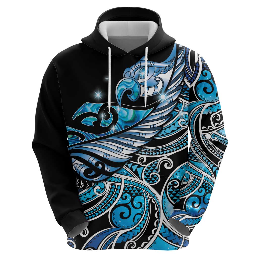 Maori Matariki - Manaia Zip Hoodie Galaxy Blue Paua Shell LT7 - Polynesian Pride
