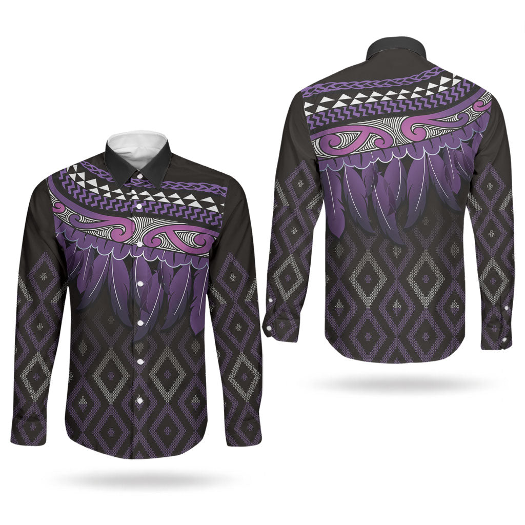Aotearoa Maori Ngati Porou Iwi Couples Matching Short Sleeve Bodycon Dress and Long Sleeve Button Shirt Korowai Tukutuku Kaokao Motifs