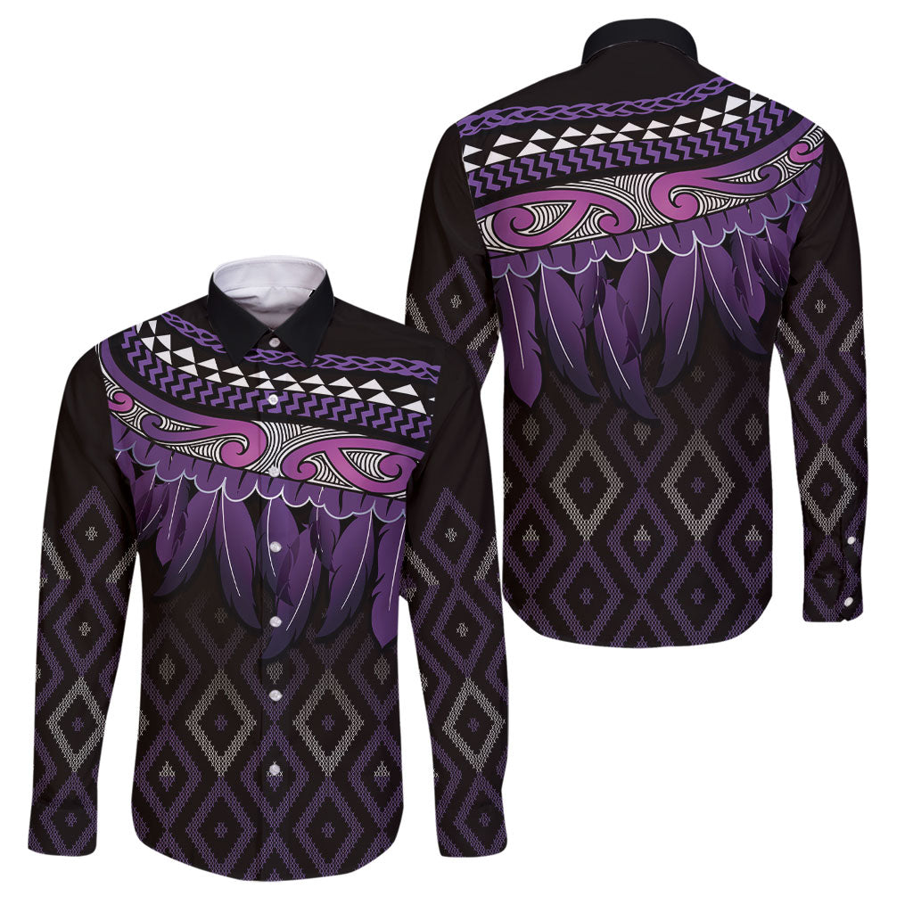 Aotearoa Maori Ngati Porou Iwi Family Matching Long Sleeve Bodycon Dress and Hawaiian Shirt Korowai Tukutuku Kaokao Motifs