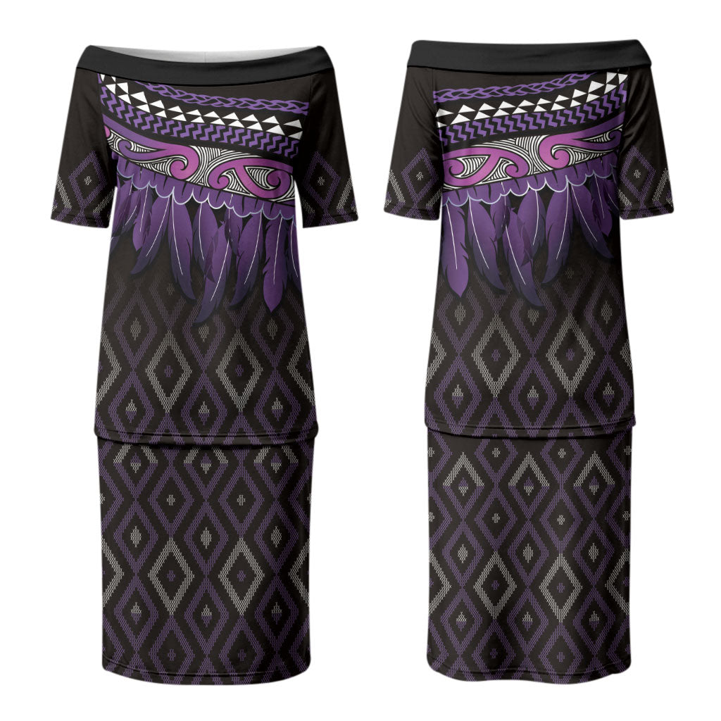 Aotearoa Maori Ngati Porou Iwi Family Matching Puletasi and Hawaiian Shirt Korowai Tukutuku Kaokao Motifs